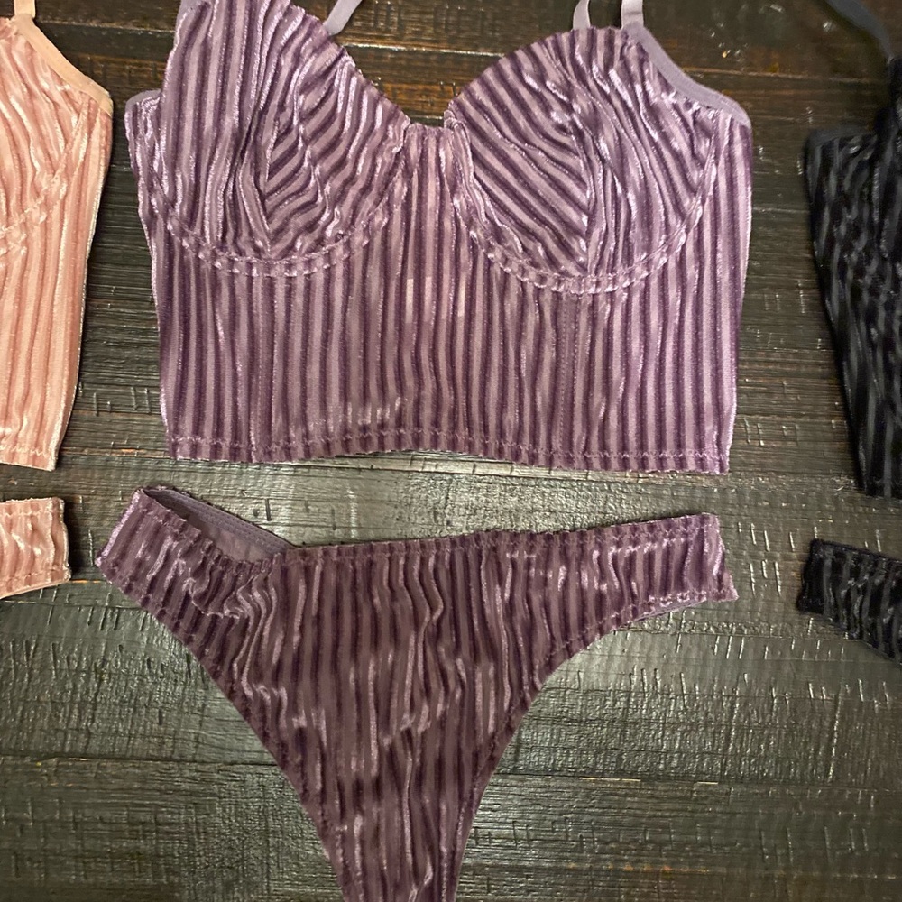 Purple Velvet Lingerie Set